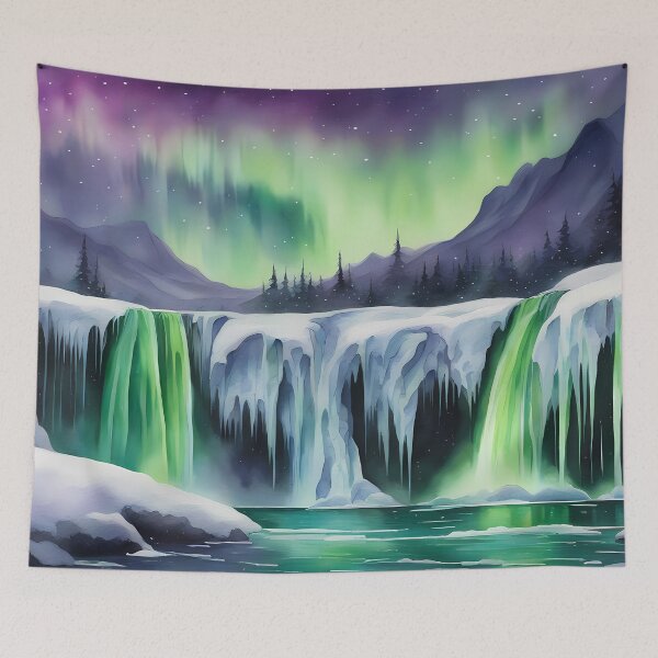 Item preview, Two Waterfalls with Aurora designed and sold by CalmnessbyChoice.