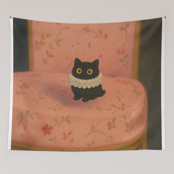 Item preview, Ghibli Style Black Cat on Pink Chair Poster Print designed and sold by UnrealF.