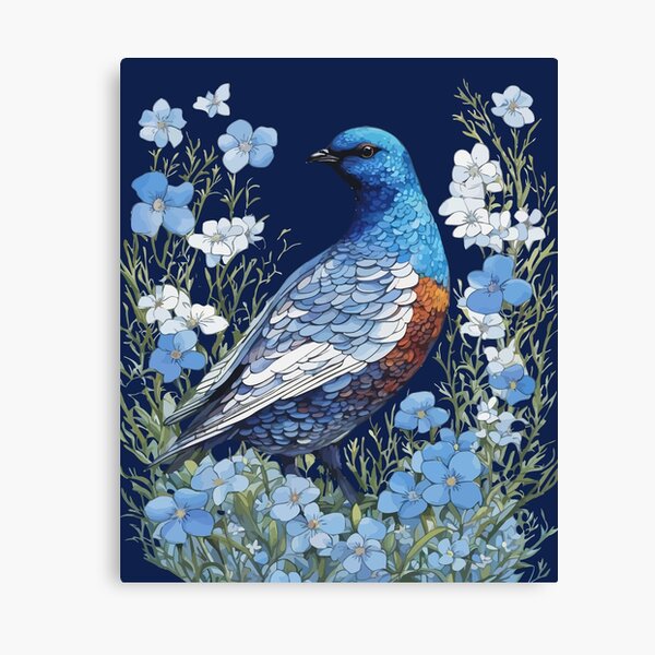 Item preview, Willow Ptarmigan Grouse And Forget-Me-Nots designed and sold by taiche.