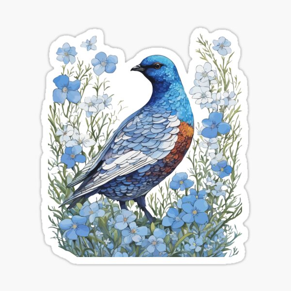 Item preview, Willow Ptarmigan Grouse And Forget-Me-Nots designed and sold by taiche.