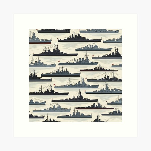 Item preview, Battle Ships beautiful repeating pattern designed and sold by MarleyMerch.