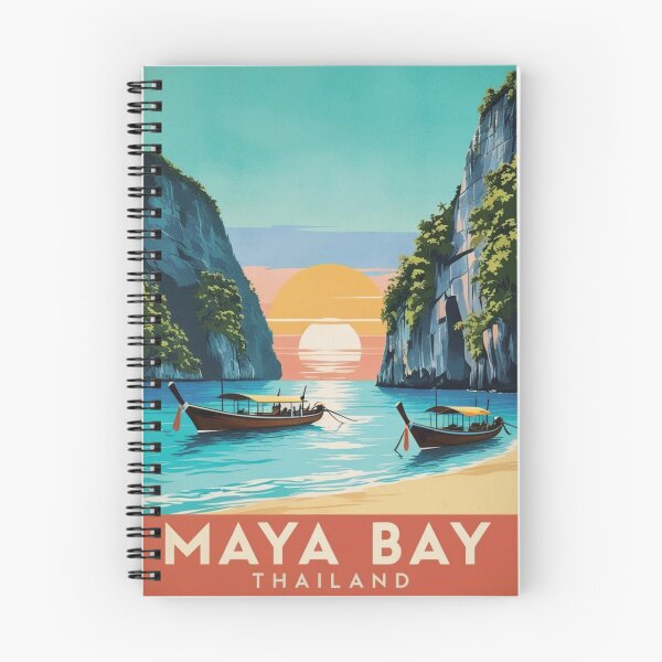Item preview, Maya Bay Poster, Thailand Art, Vintage Thailand Travel, Koh Phi Phi designed and sold by Bits & Bops Boutique.