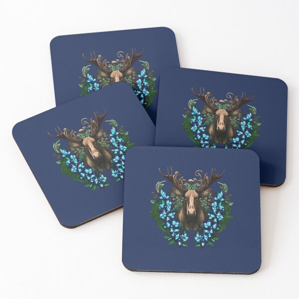 Item preview, Alaska A Moose Head With Antlers And Flowers Tattoo Art designed and sold by taiche.
