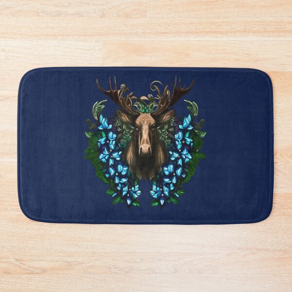 Item preview, Alaska A Moose Head With Antlers And Flowers Tattoo Art designed and sold by taiche.