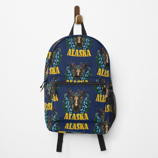 Item preview, Alaska Moose And Alpine Myosotis Flowers designed and sold by taiche.