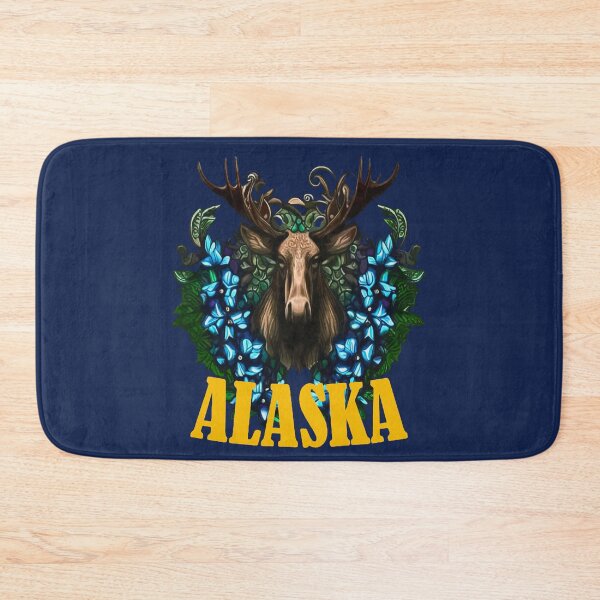 Item preview, Alaska Moose And Alpine Myosotis Flowers designed and sold by taiche.