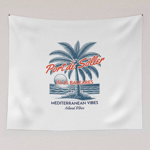 Item preview, Port de Sóller Mallorca – Nostalgic retro design with palm trees for holidays & prints designed and sold by GabbyKI261.