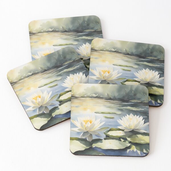 Item preview, White Waterlilies in Natural Pond designed and sold by CalmnessbyChoice.