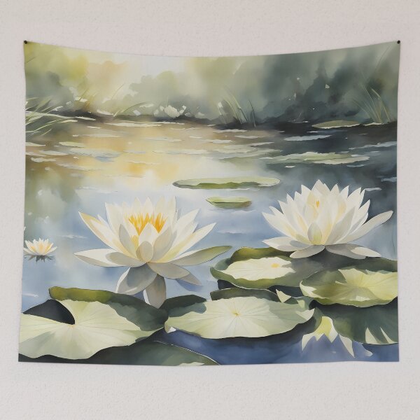 Item preview, White Waterlilies in Natural Pond designed and sold by CalmnessbyChoice.