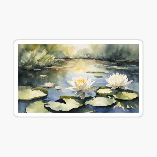 Item preview, White Waterlilies in Natural Pond designed and sold by BookCovered.