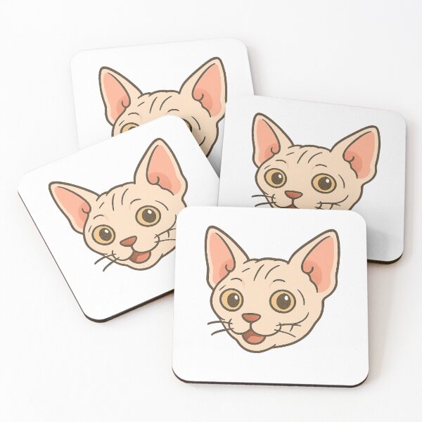 Item preview, Devon Rex Cat Face – Friendly Hairless Cartoon Kitty designed and sold by FriskySloths.