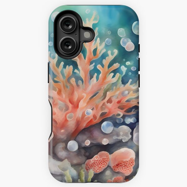 Vista previa del artículo con la obra «Arrecife de coral submarino y burbujas», diseñado y vendido por BookCovered.