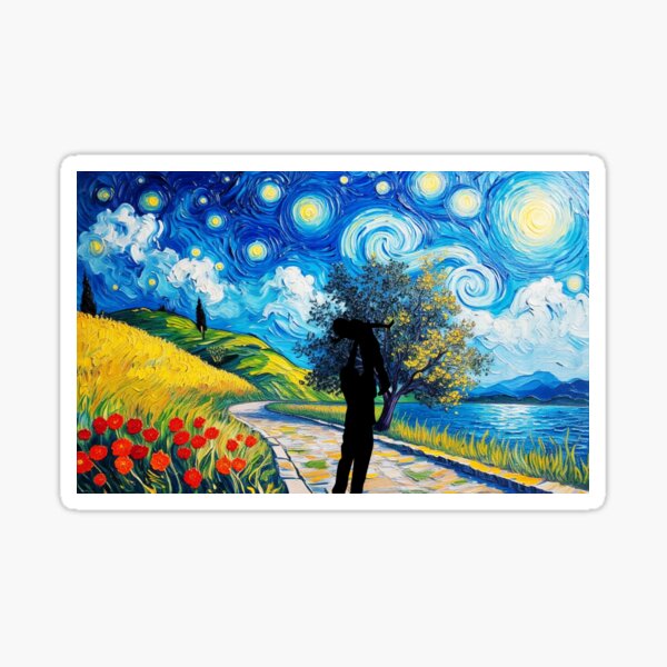 Father and Child, Van Gogh Style Sticker