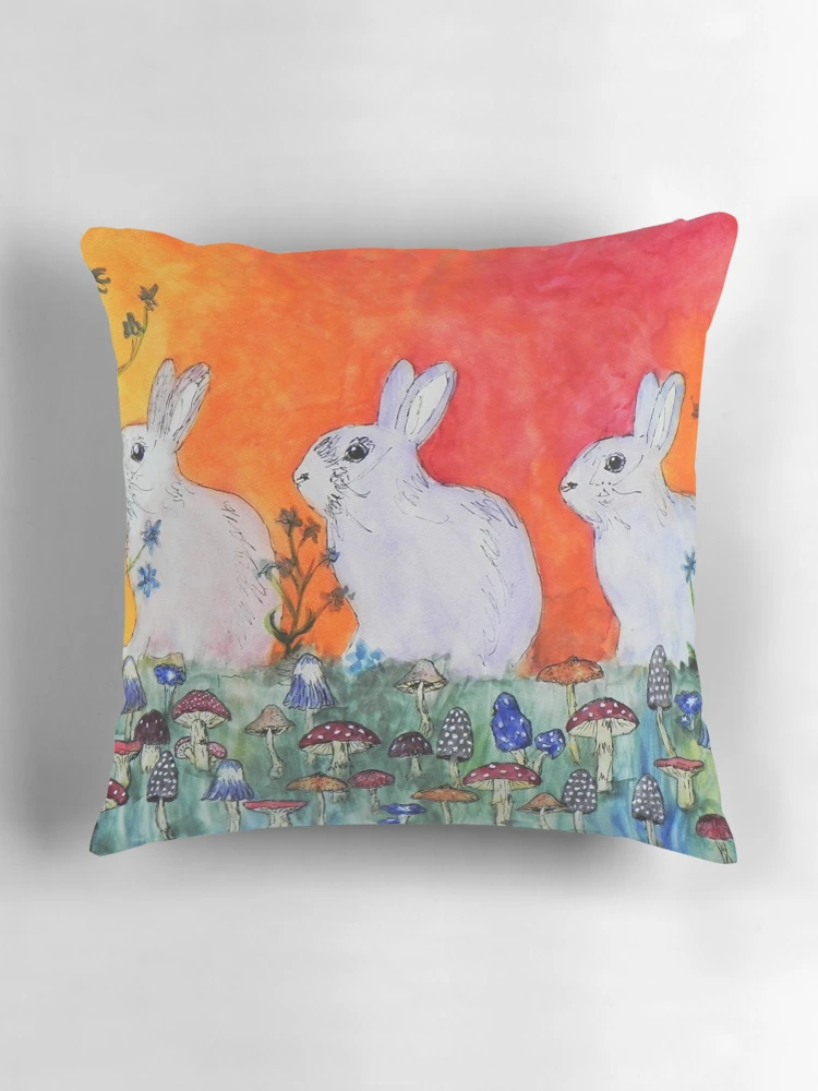 Thumbnail 3 of 4, Pillow, Rabbit, Rabbit, Rabbit designed and sold by SandAppleArt.