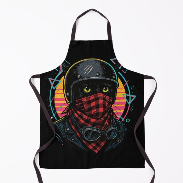 Item preview, Biker Bandit Cat In Helmet Retro designed and sold by TomFrontierArt.