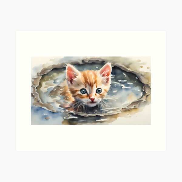 Item preview, Cute Kitten in Puddle designed and sold by BookCovered.