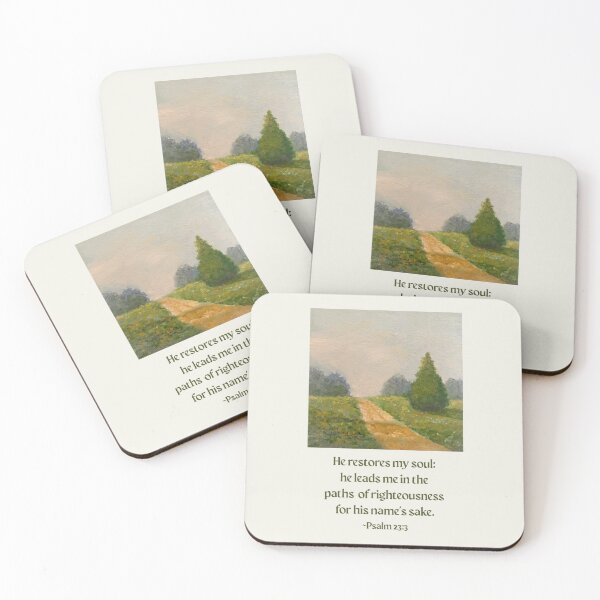 Item preview, Psalm 23 He Restores My Soul with Serene Country Landscape Painting designed and sold by JoyfulWhimsy.