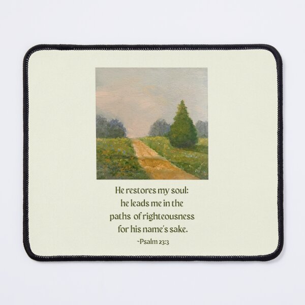 Item preview, Psalm 23 He Restores My Soul with Serene Country Landscape Painting designed and sold by JoyfulWhimsy.