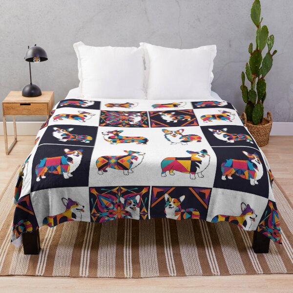 Item preview, Geometric Corgi Pop Art Pattern Grid designed and sold by Zini-ArtStudio.