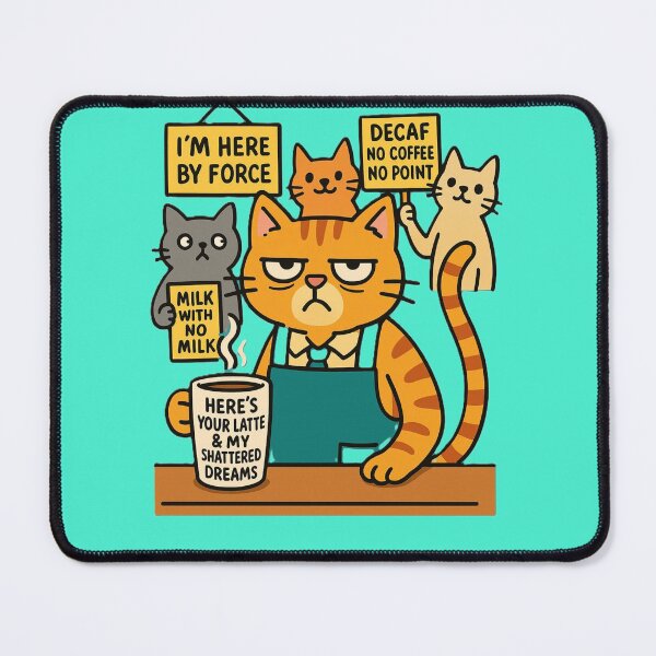 Item preview, Grumpy Cat Barista – Here's Your Latte & My Shattered Dreams designed and sold by OxiSkor.