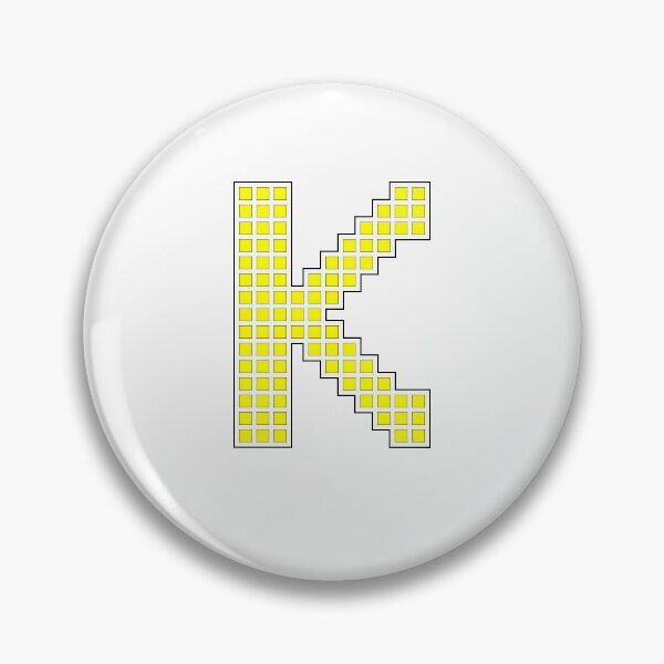 Item preview, Uppercase K - Yellow Pixel Block Character designed and sold by PixelGlyphs.