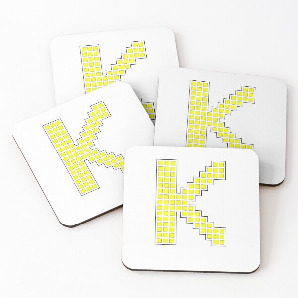 Item preview, Uppercase K - Yellow Pixel Block Character designed and sold by PixelGlyphs.