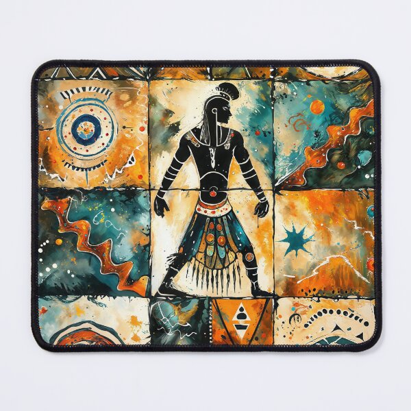 Item preview, Tribal art watercolor painting | Orange teal African warrior spirit artwork designed and sold by Shopstract.