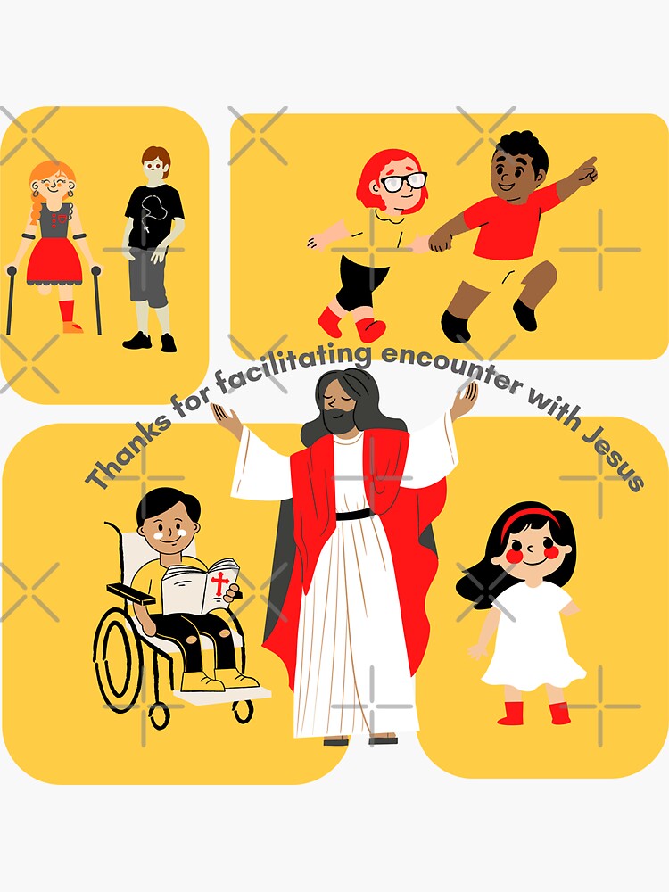 Thumbnail 3 of 3, Sticker, Jesus and Children Like Me designed and sold by Catholicus.