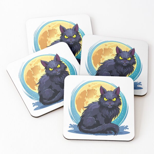 Item preview, Black cat with a full moon in the background, Angry black cat with big eyes, Yellow cat's eyes, Friday 13 with black cats designed and sold by Danler.