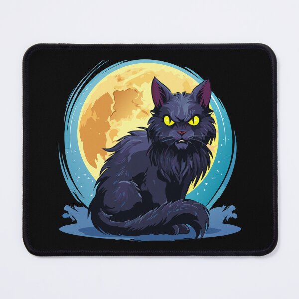 Item preview, Black cat with a full moon in the background, Angry black cat with big eyes, Yellow cat's eyes, Friday 13 with black cats designed and sold by Danler.