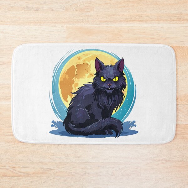 Item preview, Black cat with a full moon in the background, Angry black cat with big eyes, Yellow cat's eyes, Friday 13 with black cats designed and sold by Danler.