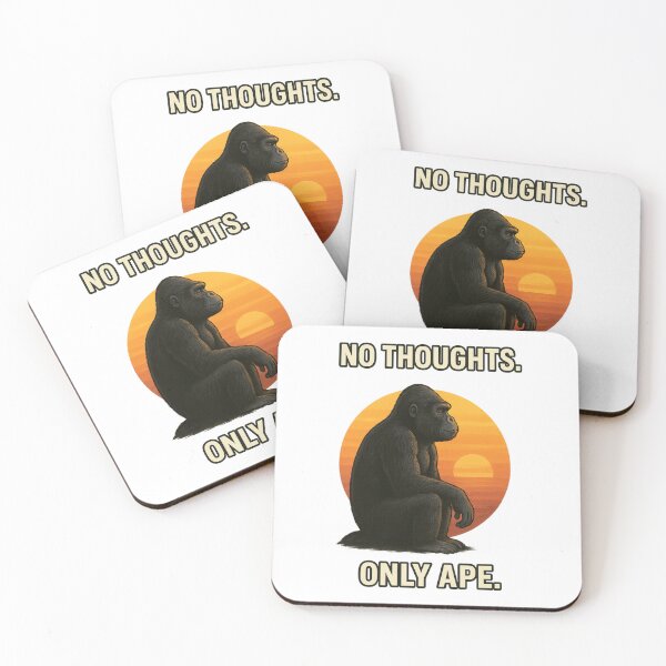 Item preview, NO THOUGHTS. ONLY APE. – Sunset Gorilla Meme Art | Minimalist Brainrot Design designed and sold by GooberCore.