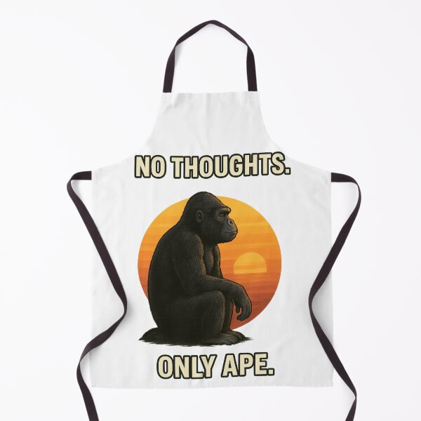 Item preview, NO THOUGHTS. ONLY APE. – Sunset Gorilla Meme Art | Minimalist Brainrot Design designed and sold by GooberCore.