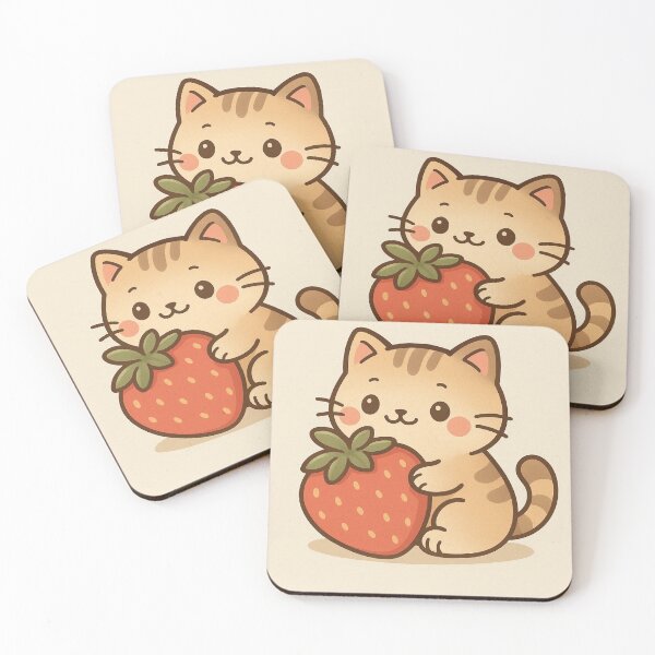 Item preview, Cute Cat W Strawberry designed and sold by LittleDoodleShop.