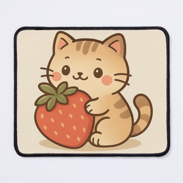 Item preview, Cute Cat W Strawberry designed and sold by LittleDoodleShop.
