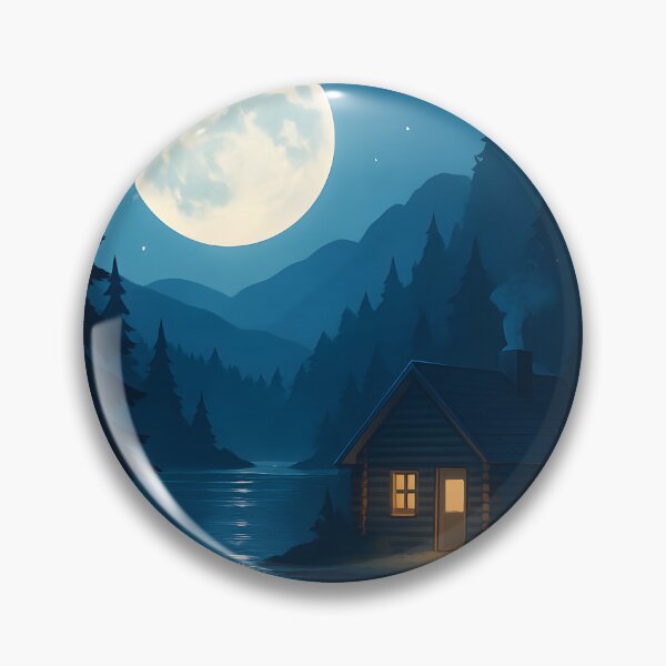 Item preview, Moonlit Cabin in the Woods – Peaceful Night Forest Poster for Cozy Wall Decor designed and sold by AbstractAuraArt.