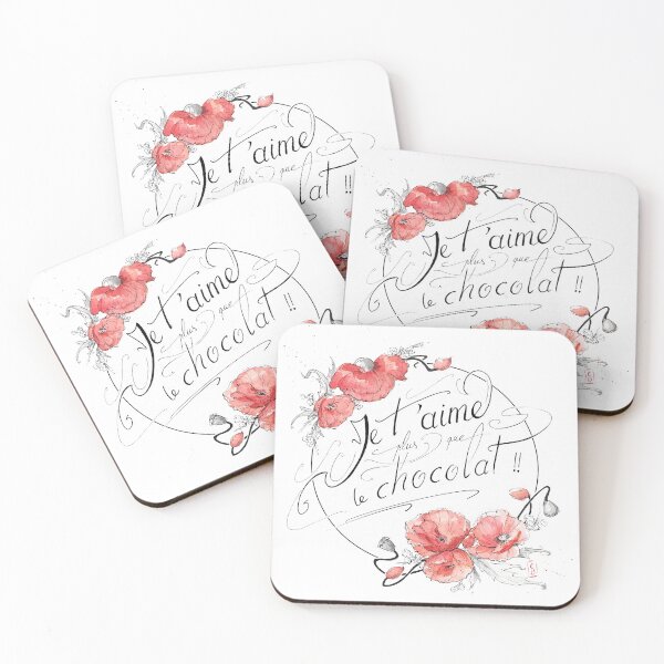 Item preview, I love you more than chocolate, lettering and poppies designed and sold by CleyVonSlay.