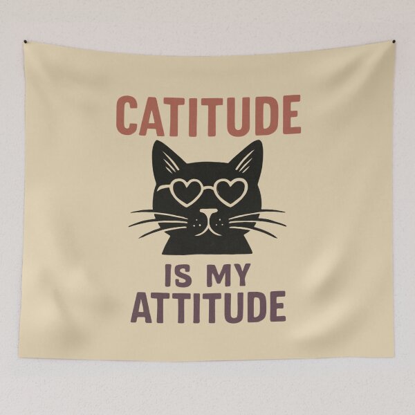 Item preview, Catitude Is My Attitude – Retro Cat Quote Art designed and sold by Meandmyshop.