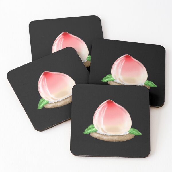 Item preview, Sweet jelly peach cake in red and pink, with green leaves designed and sold by katecheerycake.
