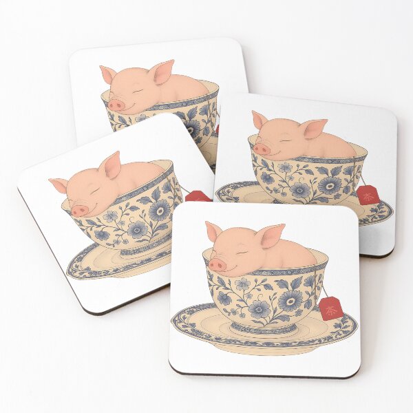 Item preview, Piglet in Teacup – Cute Pig Design with Asian Porcelain Style designed and sold by Print-Zoo.