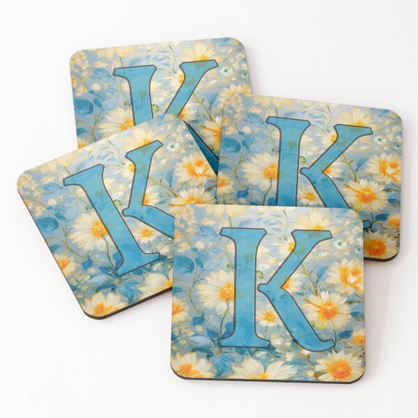 Item preview, Initial letter K Cute Daisies flowers designed and sold by CraftyCorner289.
