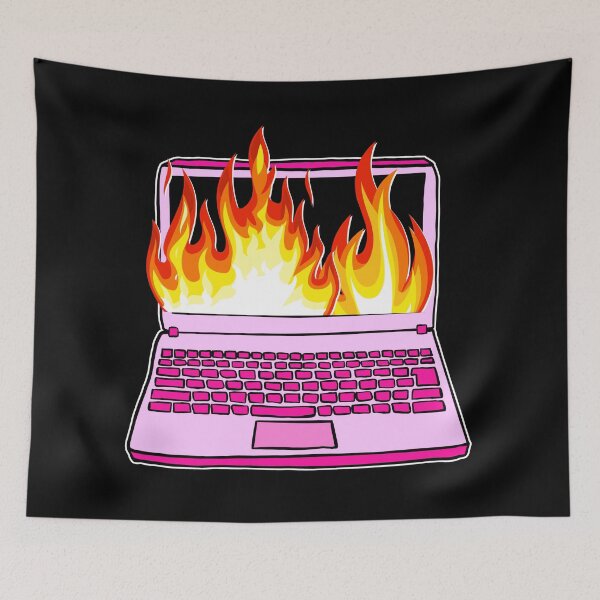Item preview, computer on fire office corporate work humor  designed and sold by mariahmoniquedesign.