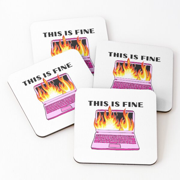 Item preview, this is fine computer on fire office corporate work humor  designed and sold by mariahmoniquedesign.