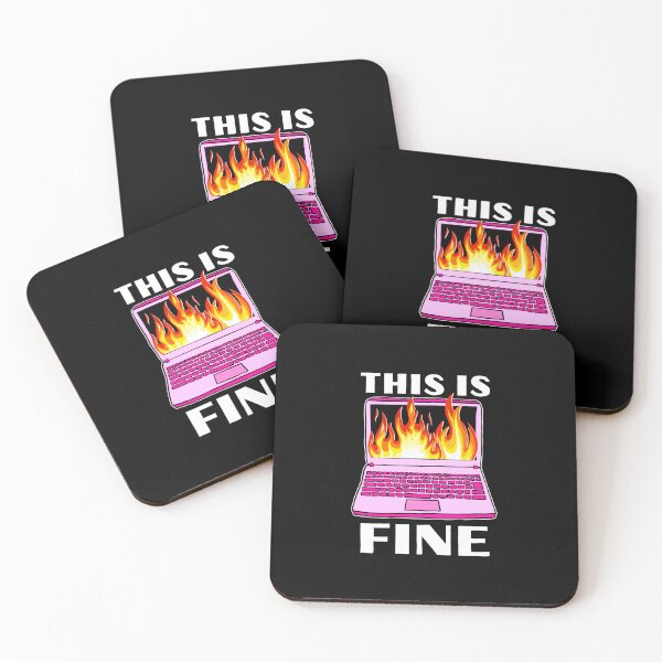 Item preview, this is fine computer on fire office corporate work humor  designed and sold by mariahmoniquedesign.