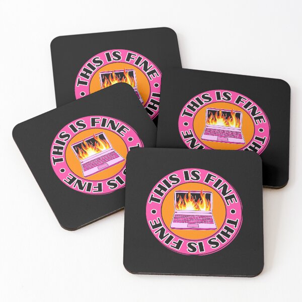 Item preview, this is fine computer on fire office corporate work humor pink orange designed and sold by mariahmoniquedesign.