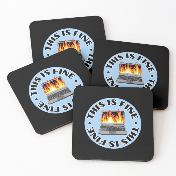 Item preview, this is fine computer on fire office corporate work humor blue designed and sold by mariahmoniquedesign.