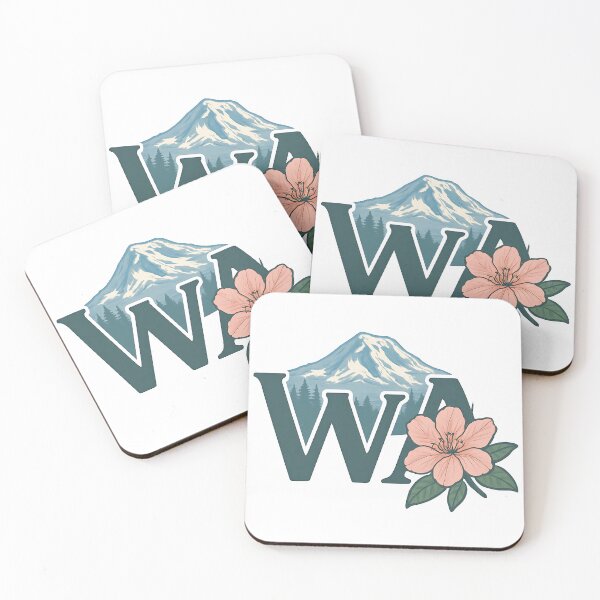 Item preview, Washington State Design, Mount Rainier & Pacific Rhododendron Art designed and sold by Out Playing Hooky.