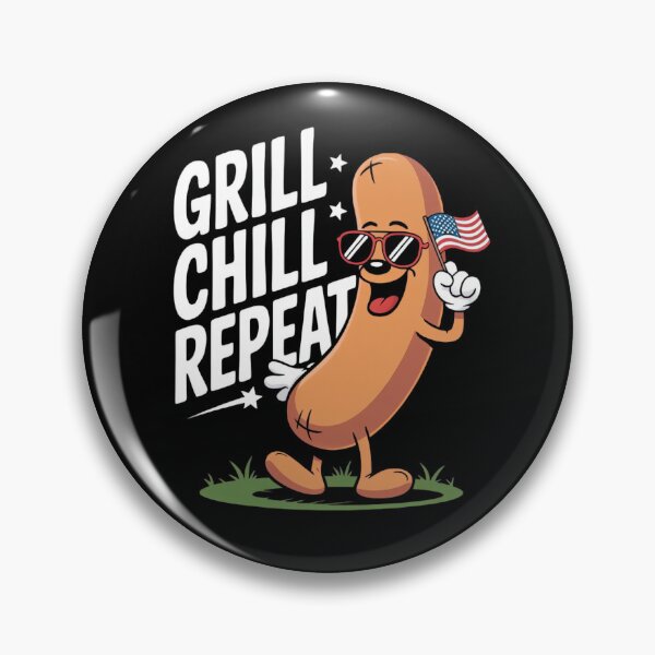 Item preview, Funny Patriotic Hot Dog T-Shirt – "Grill Chill Repeat" 4th of July Design designed and sold by ARTReMi.