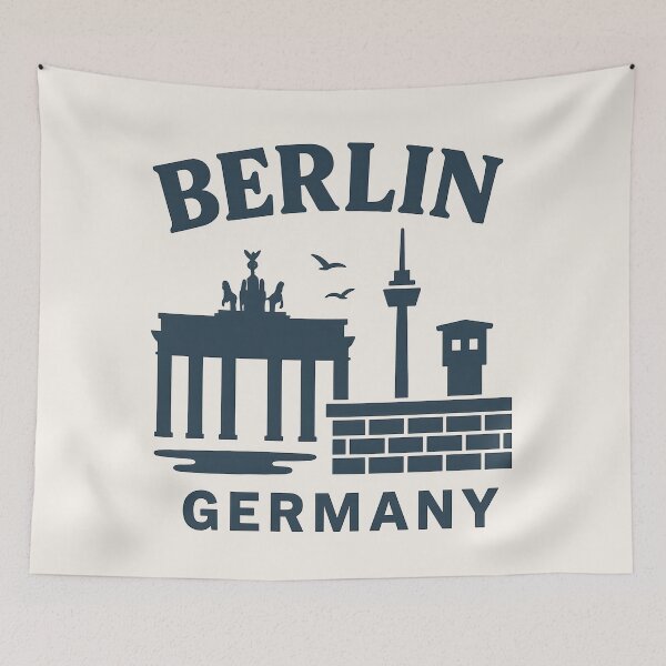 Item preview, Berlin Skyline T-Shirt – Retro city motif with Brandenburg Gate & TV Tower – Minimalist Germany design designed and sold by GabbyKI261.