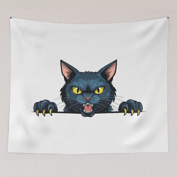 Item preview, Angry black cat with big eyes, Yellow cat's eyes, black cat face, black cat head, Friday 13 with black cats designed and sold by Danler.